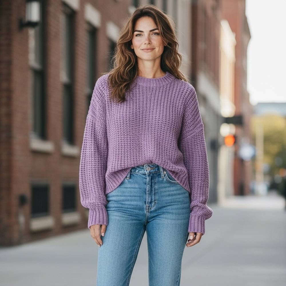 Skies are blue chenile lavender sweater 
Medium
